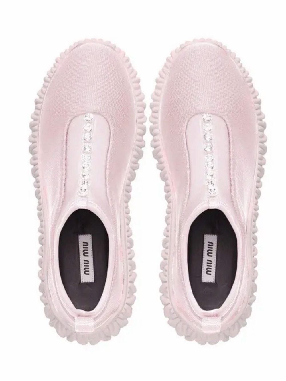 Miu Miu Crystal-Embellished Knit Slip-On Sneakers 5.5